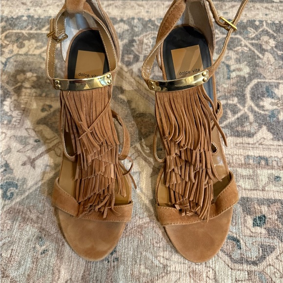 Dolce Vita Brown Fringe Sandals - Picture 1 of 5